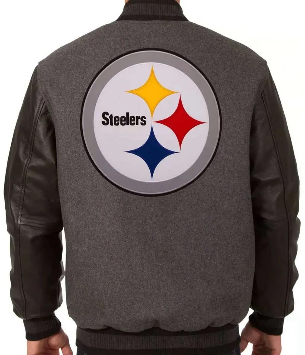 Pittsburgh Steelers Black and Gray Varsity Jacket