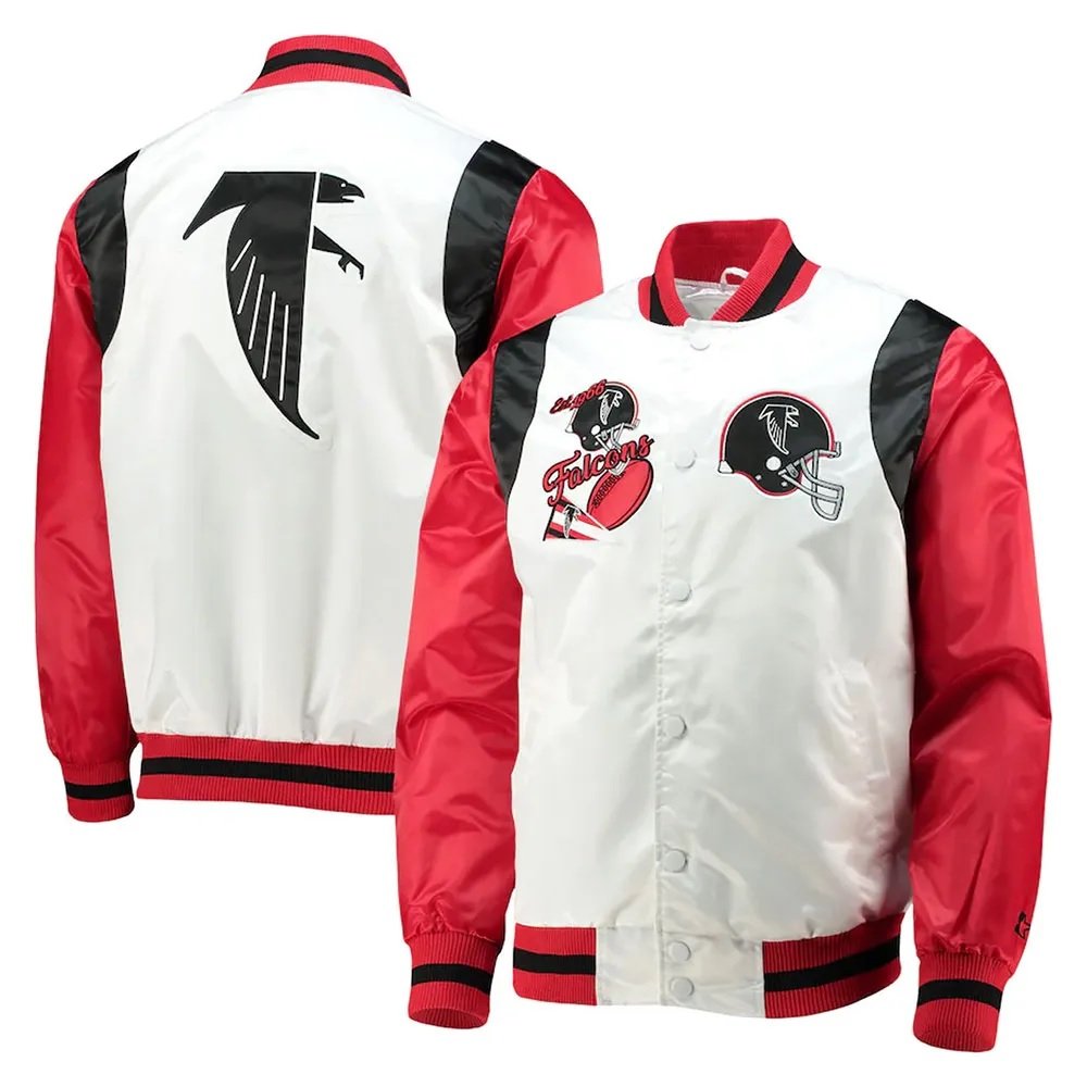 Retro The All-American Atlanta Falcons Red and White Satin Jacket