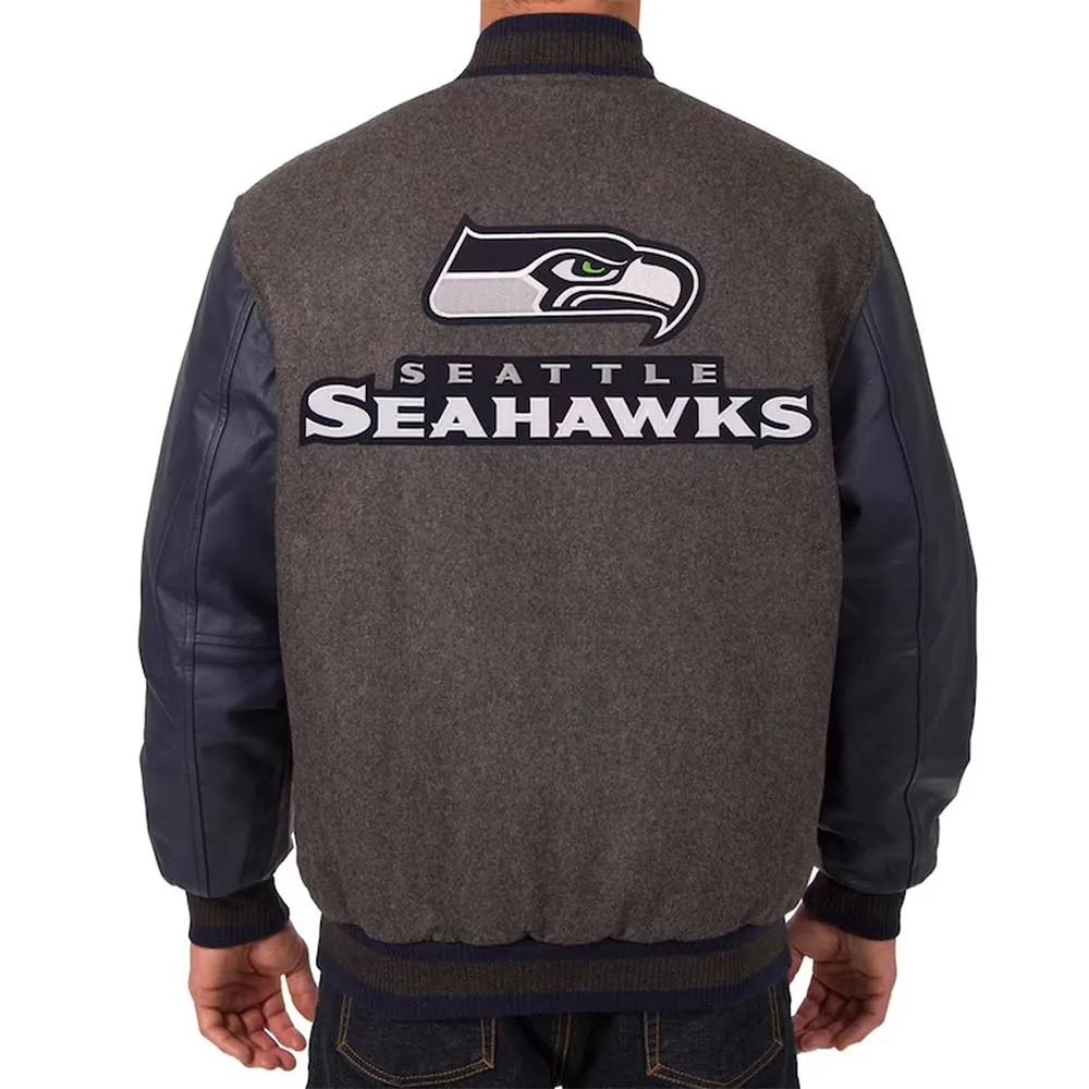 Seattle Seahawks Charcoal and Navy Varsity Jacket