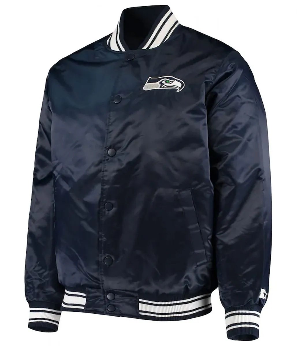 Seattle Seahawks Locker Room Full-Snap Navy Blue Bomber Jacket