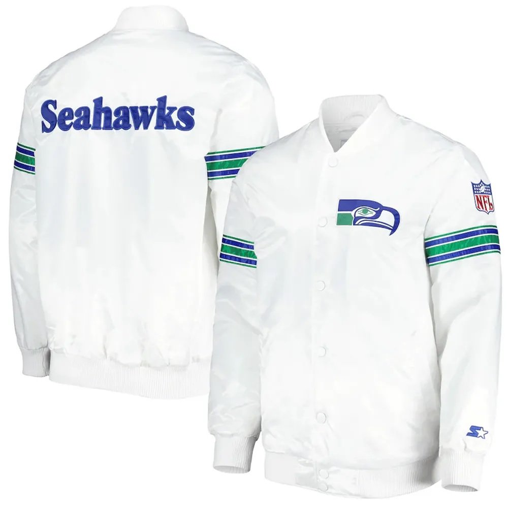 Seattle Seahawks The Power Forward White Satin Jacket
