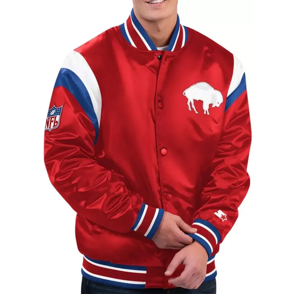 Shutout Throwback Buffalo Bills Red Satin Jacket