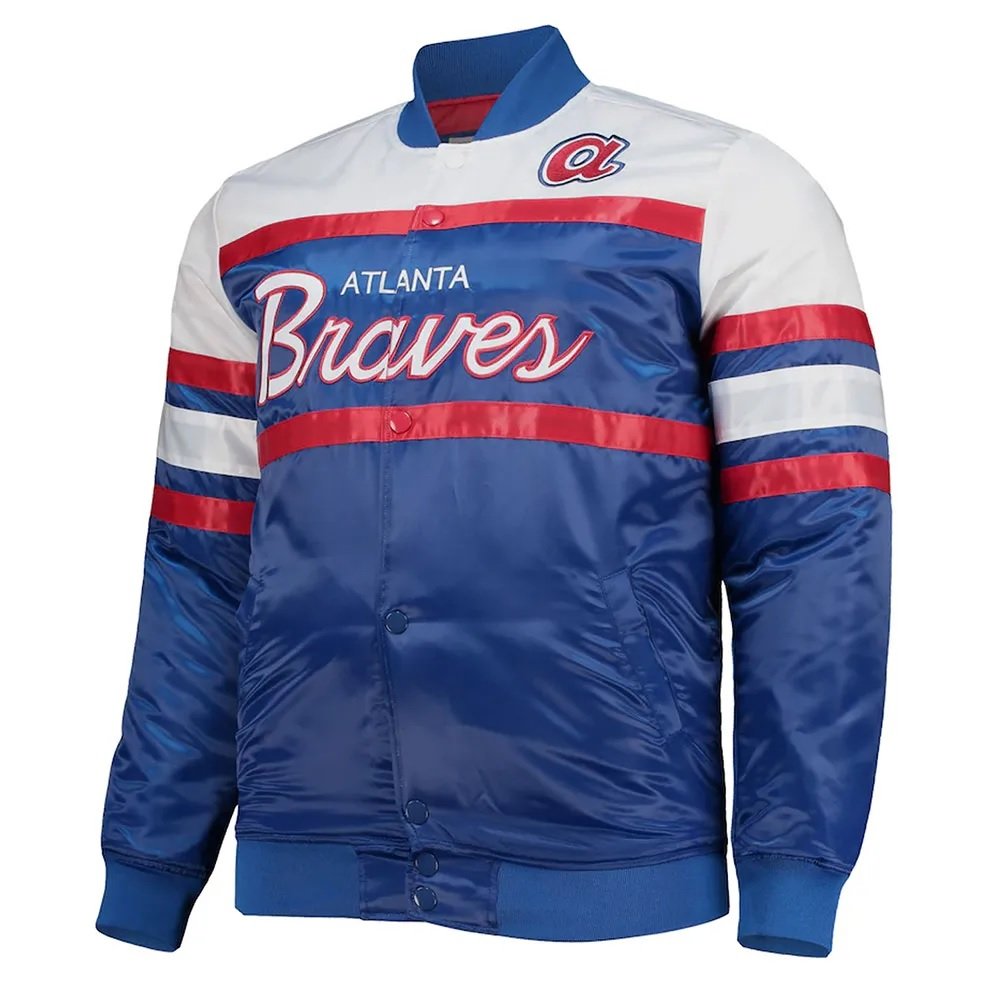 Special Script Atlanta Braves Coaches Blue and White Jacket