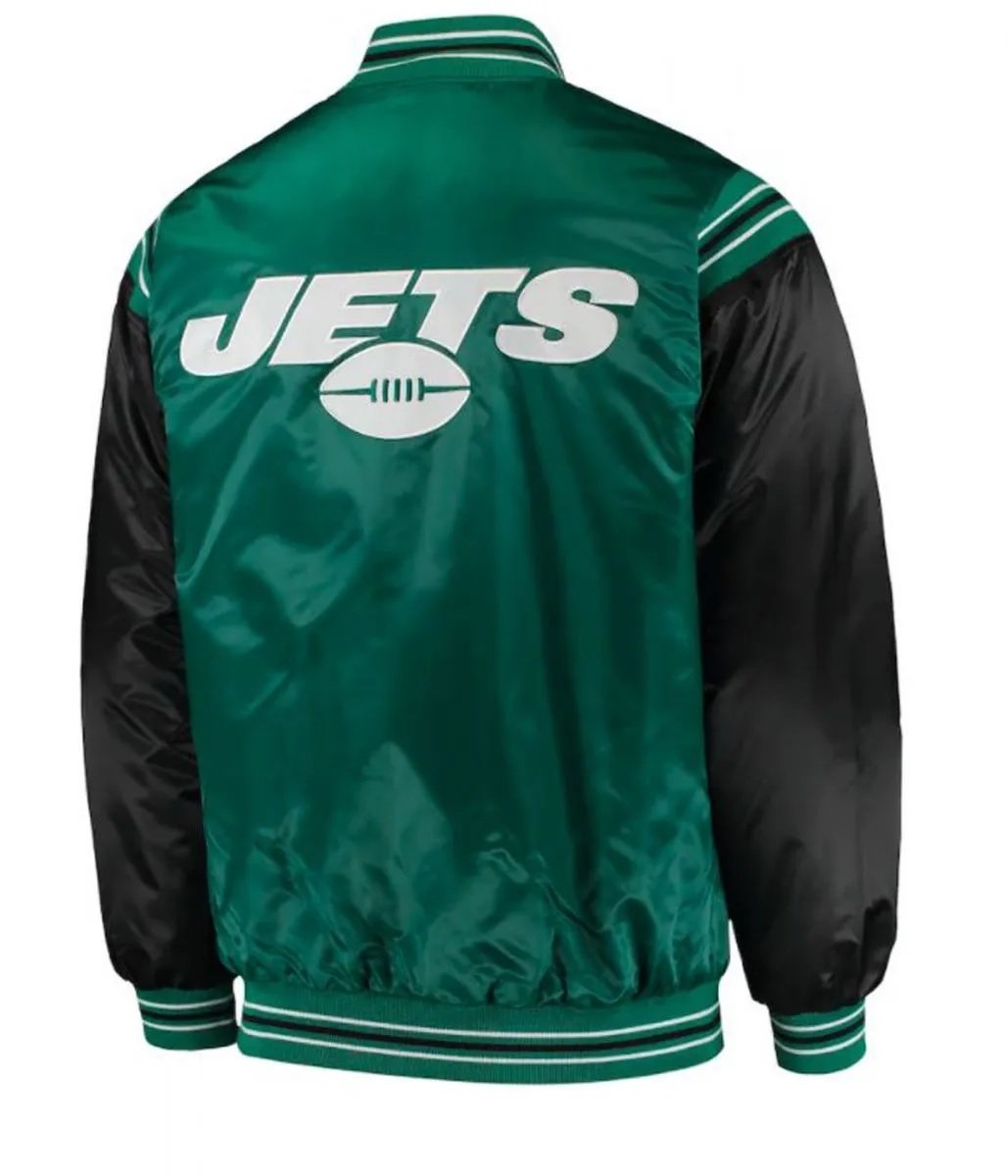 Starter NY Jets Green and Black Satin Jacket
