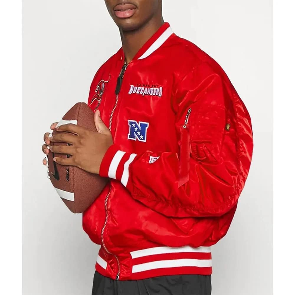 Tampa Bay Buccaneers Bomber Red Satin MA-1 Jacket
