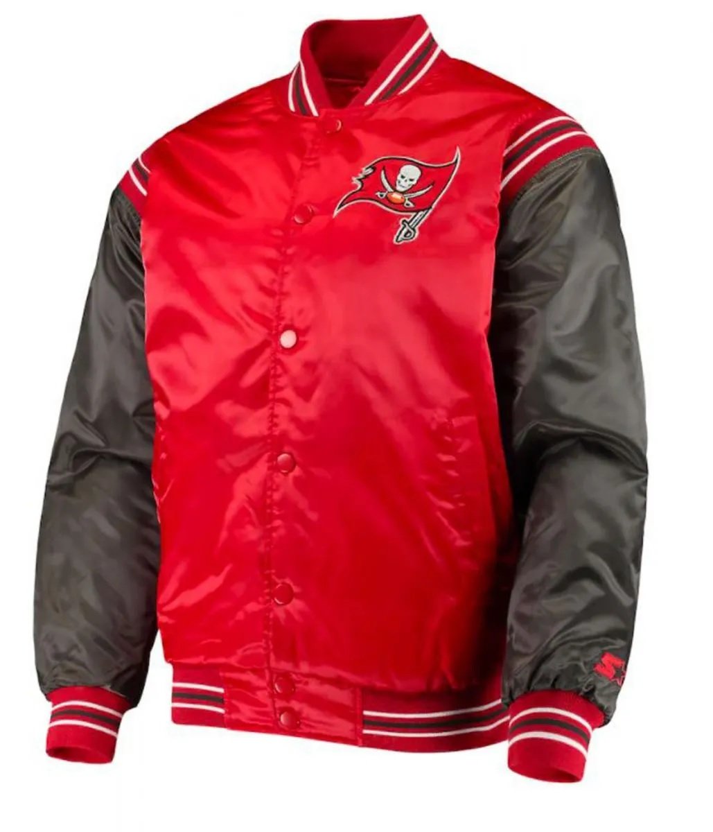 Tampa Bay Buccaneers Bomber Red and Black Satin Jacket