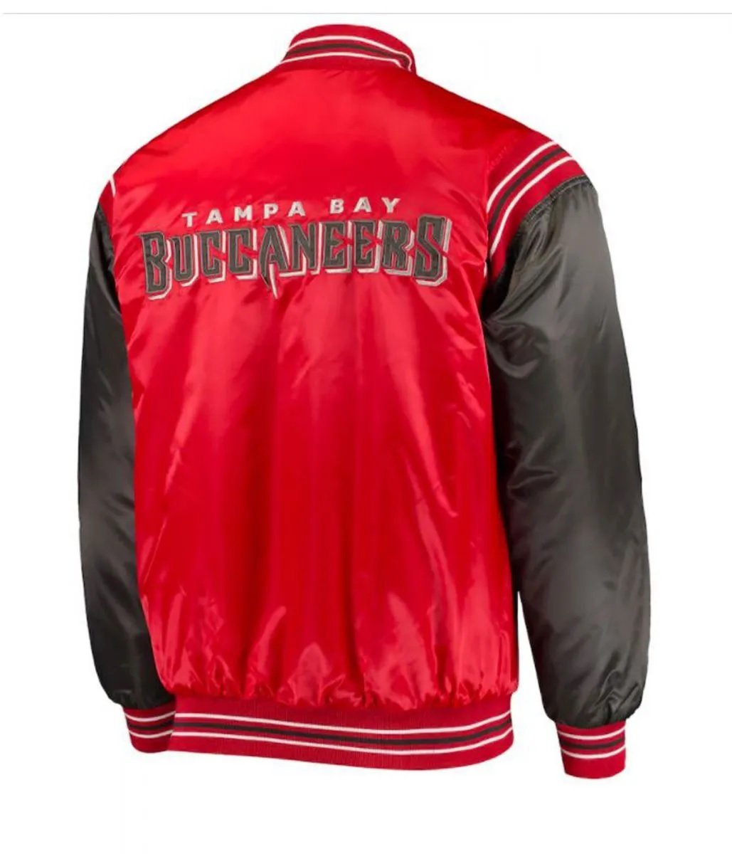 Tampa Bay Buccaneers Bomber Red and Black Satin Jacket