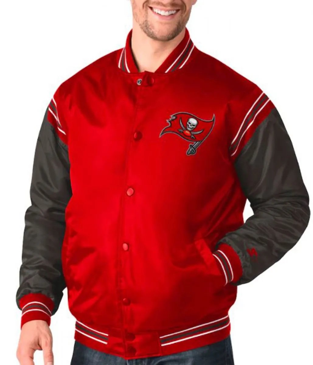Tampa Bay Buccaneers Bomber Red and Black Satin Jacket