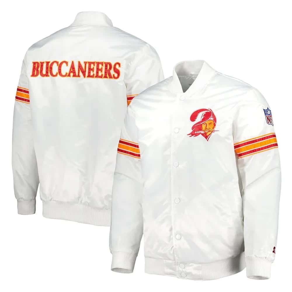 The Power Tampa Bay Buccaneers White Satin Jacket