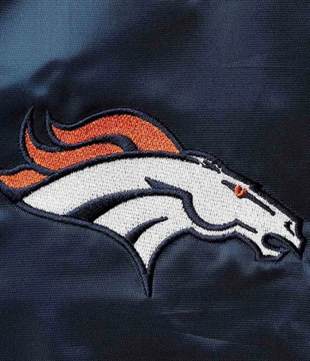 Varsity Denver Broncos Navy Blue Leather Jacket