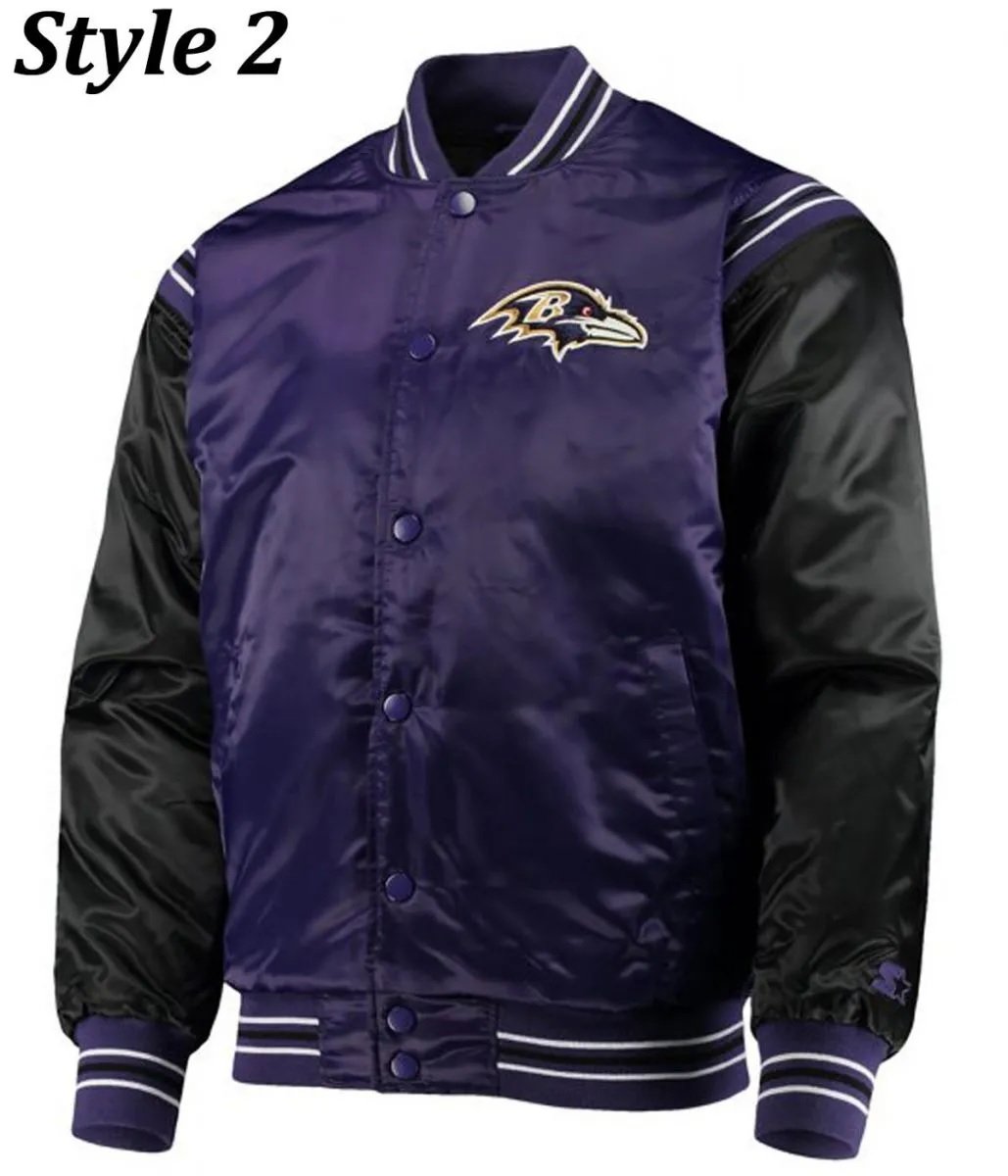 Varsity Baltimore Ravens Full-Snap Satin Jacket