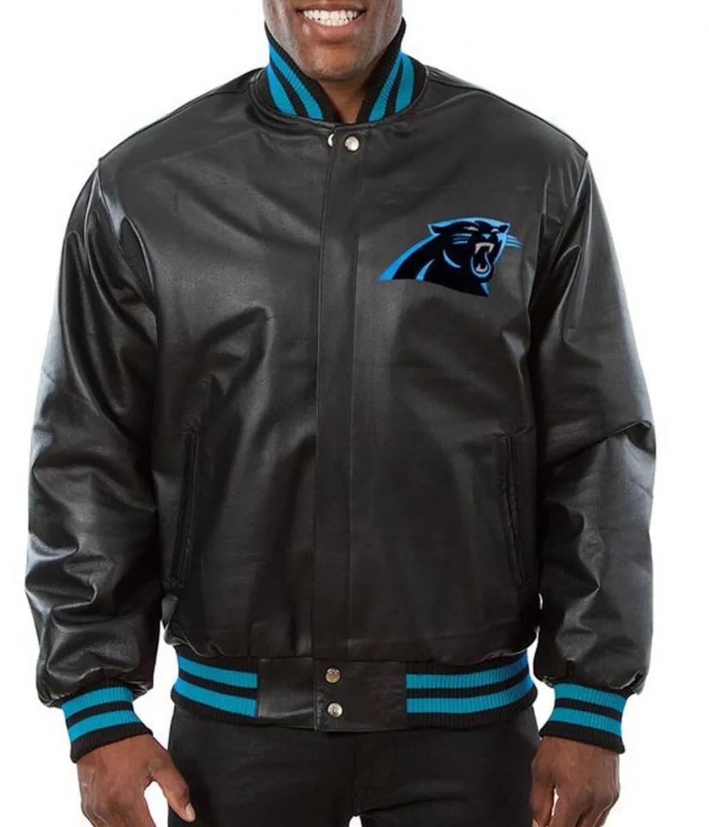 Varsity Carolina Panthers Black Leather Jacket