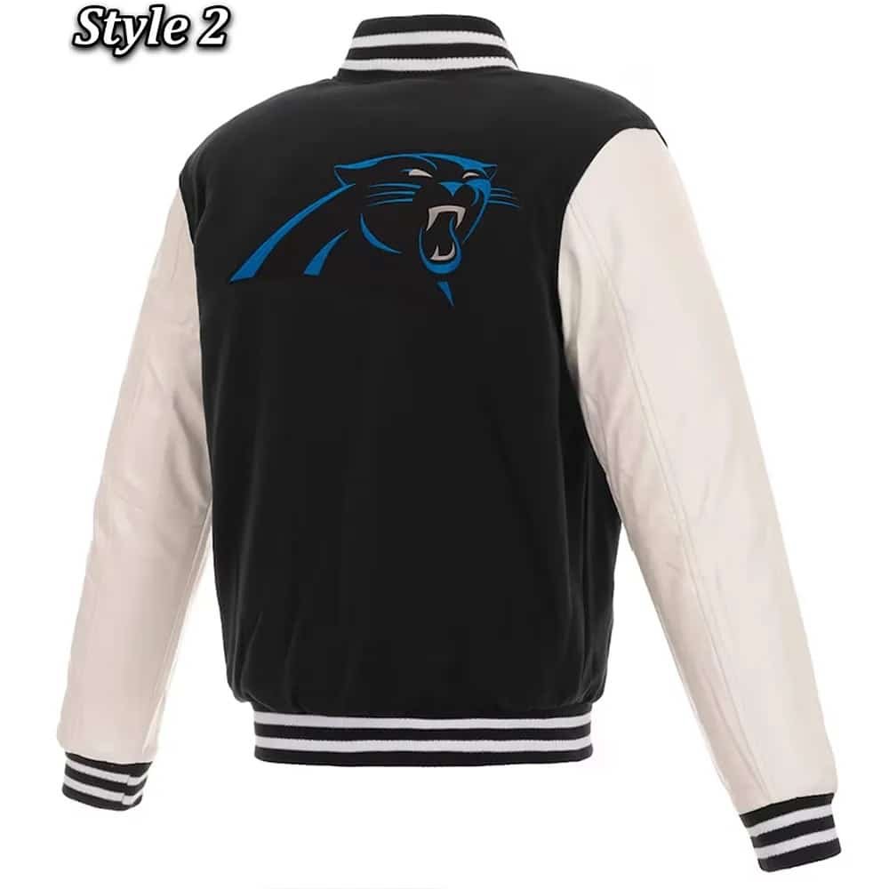 Varsity Carolina Panthers Black and White Two-Tone Jacket