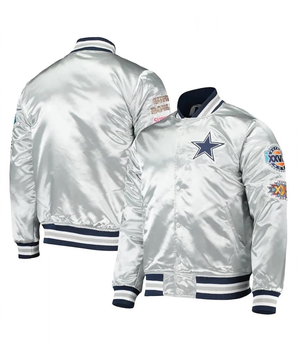 Dallas Cowboys Silver Satin Jacket