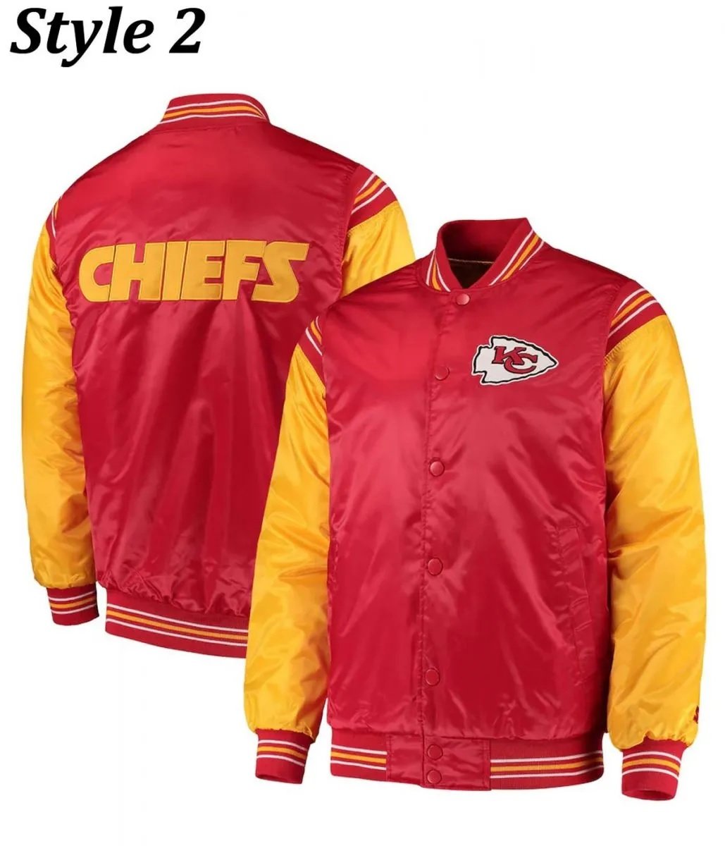Varsity Kansas City Chiefs Red and Yellow Satin Jacket