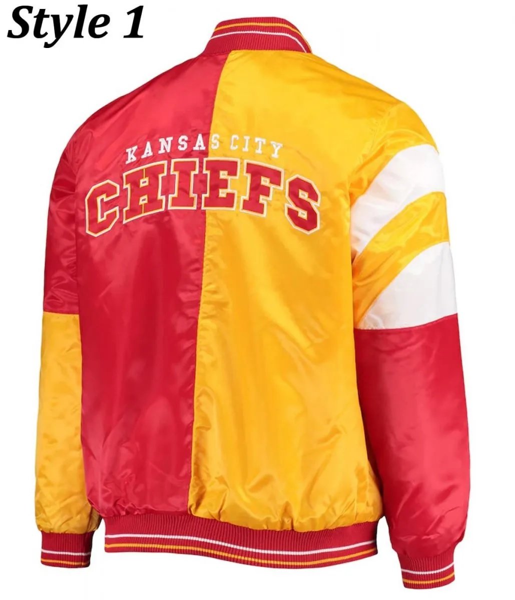 Varsity Kansas City Chiefs Red and Yellow Satin Jacket