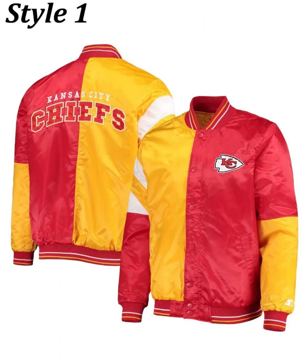 Varsity Kansas City Chiefs Red and Yellow Satin Jacket