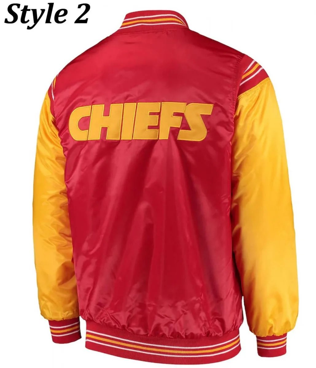 Varsity Kansas City Chiefs Red and Yellow Satin Jacket
