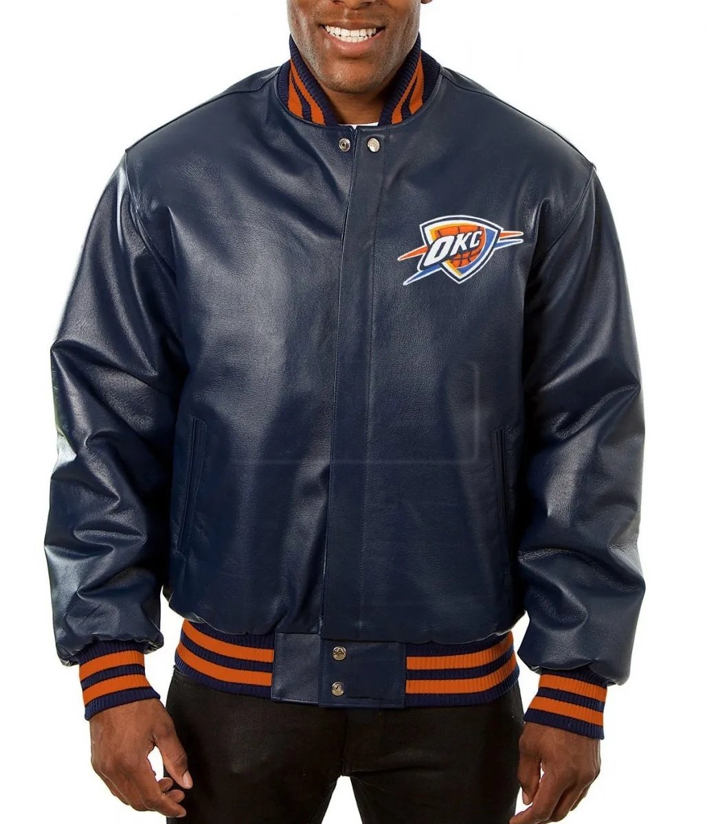 Varsity New Orleans Pelicans Navy Blue Leather Jacket