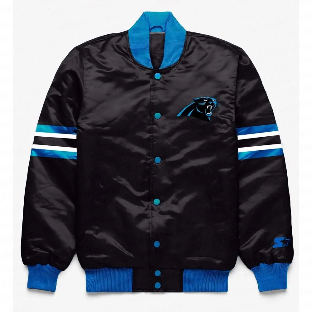 Carolina Panthers Button Down Black Jacket