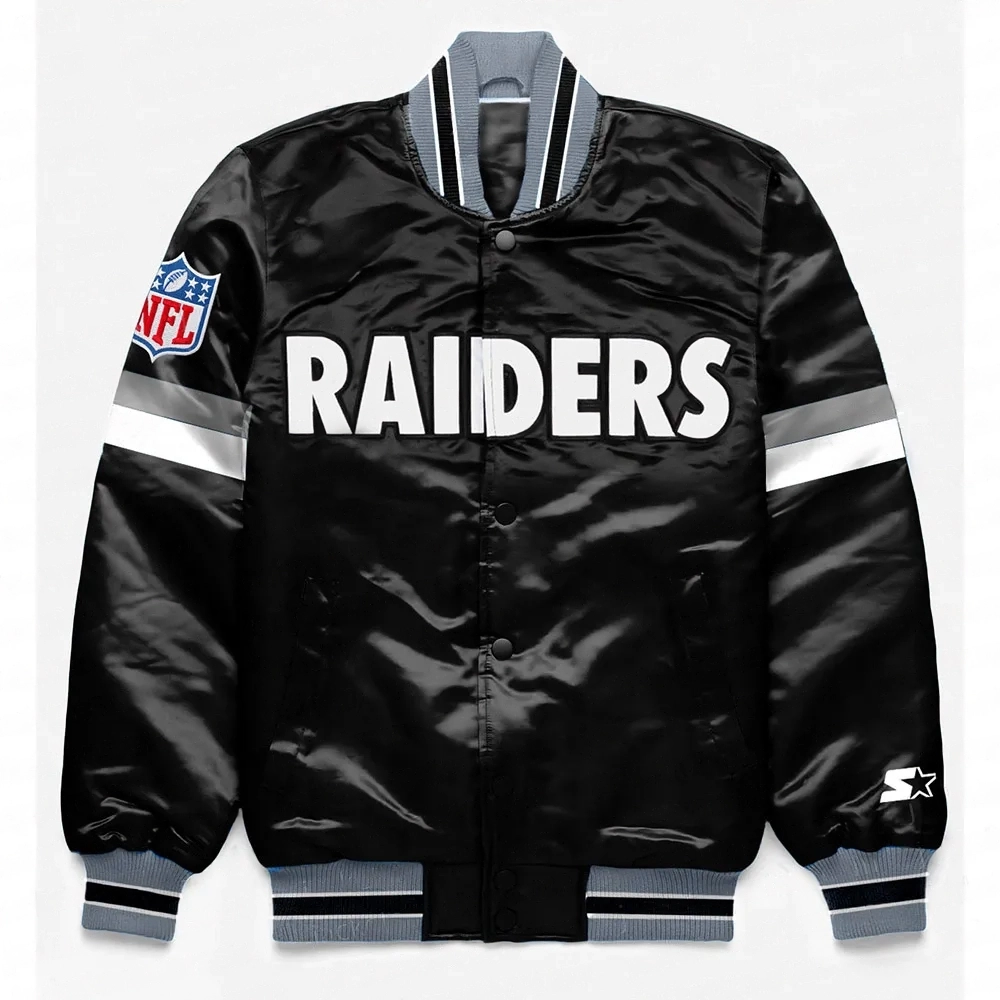 Las Vegas Raiders Home Game Black Satin Jacket