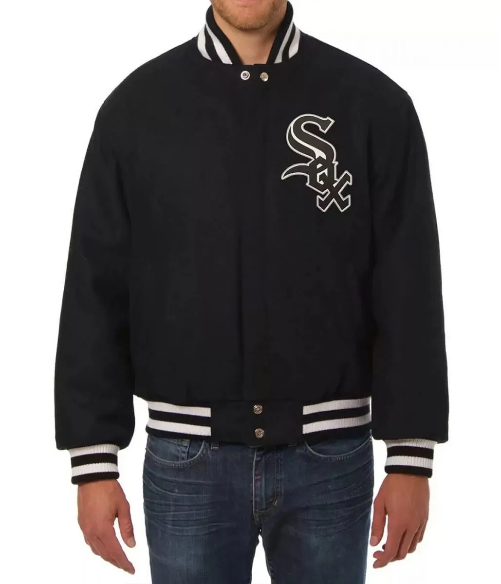 Letterman Chicago White Sox Black Wool Jacket