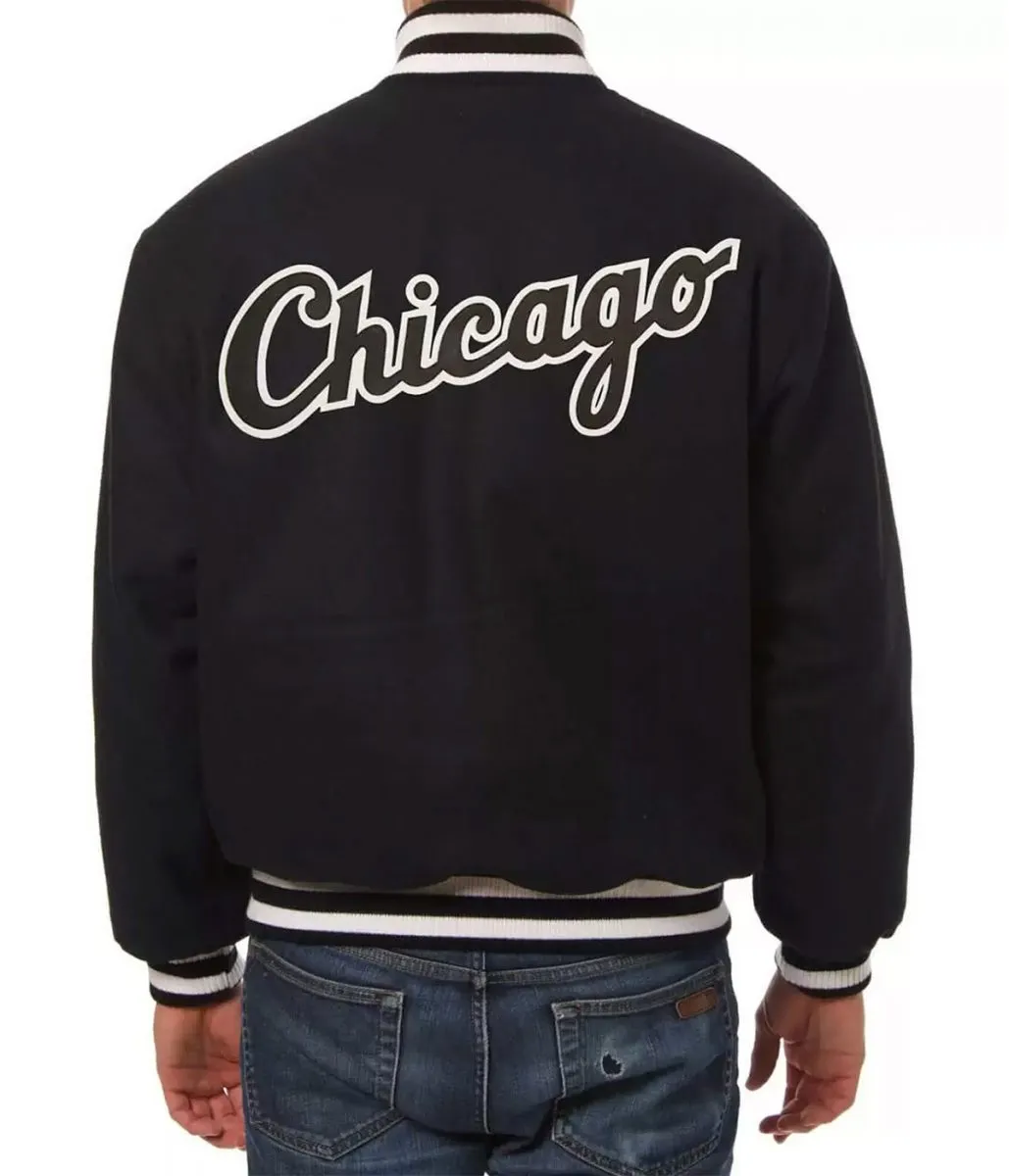 Letterman Chicago White Sox Black Wool Jacket