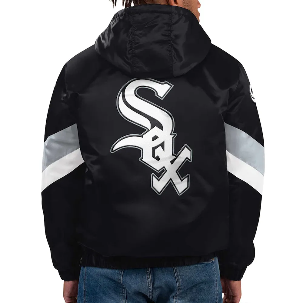 Black Chicago White Sox Force Play II Satin Hoodie Half-Zip Jacket